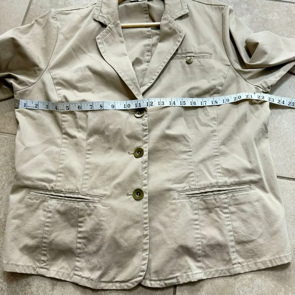 Coldwater Creek Utility Jacket Womens Plus Size 18 Tan Khaki Cotton Cargo Barn